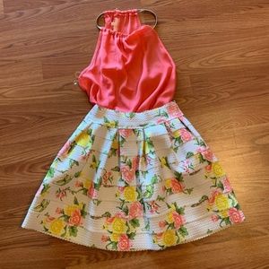 White Floral Skater Skirt Size Medium